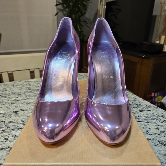 NEW Christian Louboutin Dolly Metallic Purple Pumps 100mm Size 39.5 - Picture 4 of 12